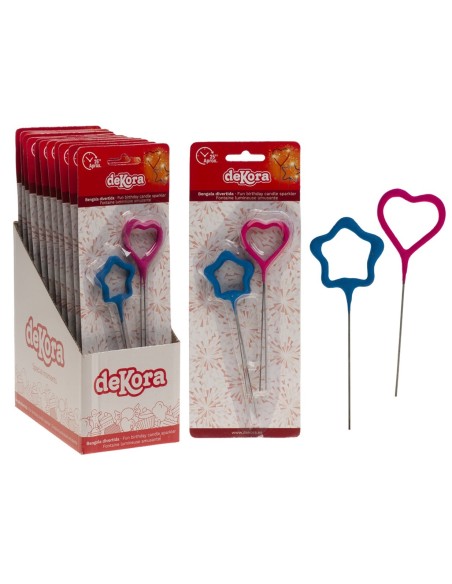 Bengalas 2 Corazones y 2 Estrellas De Color Dekora