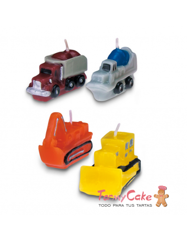 Velas para Tartas Vehículos Construcción 4ud Stadter