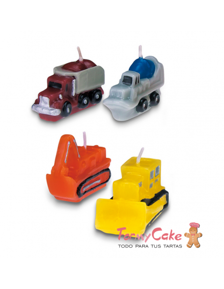 Velas para Tartas Vehículos Construcción 4ud Stadter