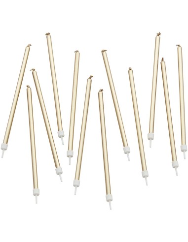 Velas para Tartas Doradas Largas 14,5cm, 12ud Wilton