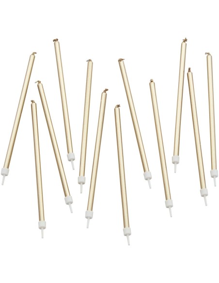 Velas para Tartas Doradas Largas 14,5cm, 12ud Wilton