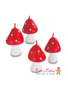 Velas para Tartas Setas Rojas 4ud Städter