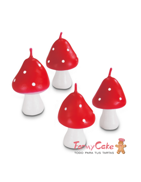 Velas para Tartas Setas Rojas 4ud Städter