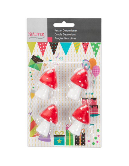 Velas para Tartas Setas Rojas 4ud Städter