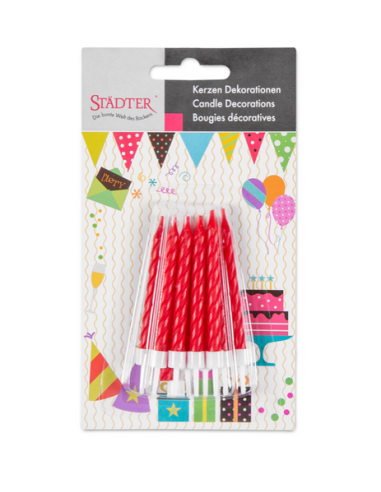 Velas para Tartas Rojas 10ud Stadter