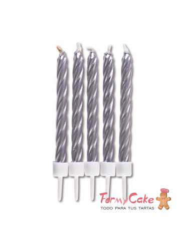 Velas para Tartas Plateadas 10ud Städter