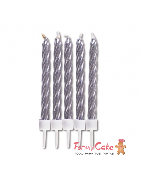 Velas para Tartas Plateadas 10ud Städter