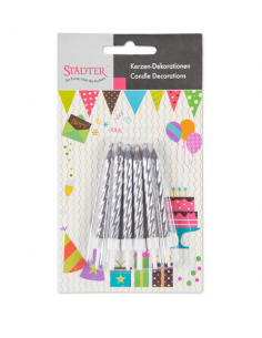 Velas para Tartas Plateadas 10ud Städter 2