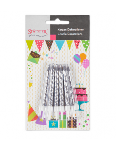 Velas para Tartas Plateadas 10ud Städter