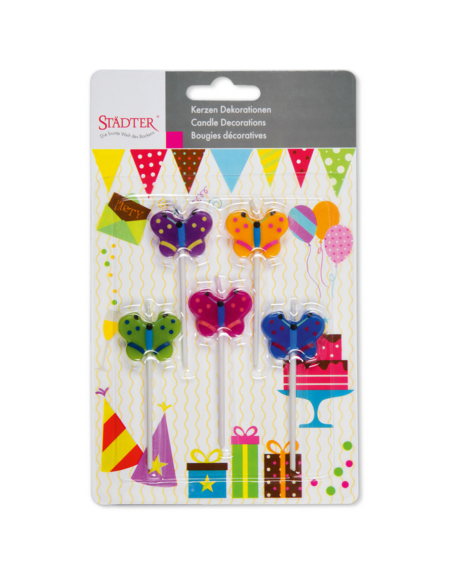 Velas para Tartas Mariposas 5ud Städter