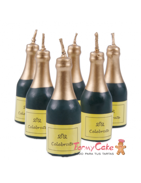 Velas para Tartas Botella Champagne 6ud Städter
