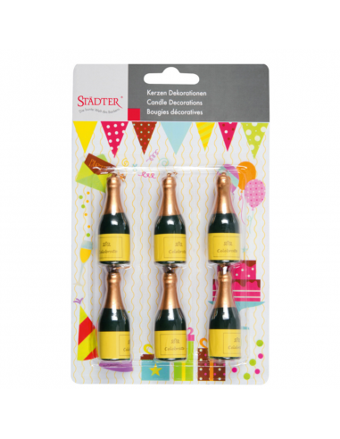 Velas para Tartas Botella Champagne 6ud Städter