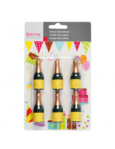 Velas para Tartas Botella Champagne 6ud Städter