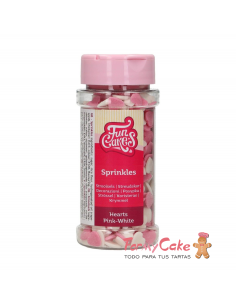 Corazones Blancos y Rosas 60gr Funcakes