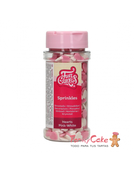 Corazones Blancos y Rosas 60gr Funcakes