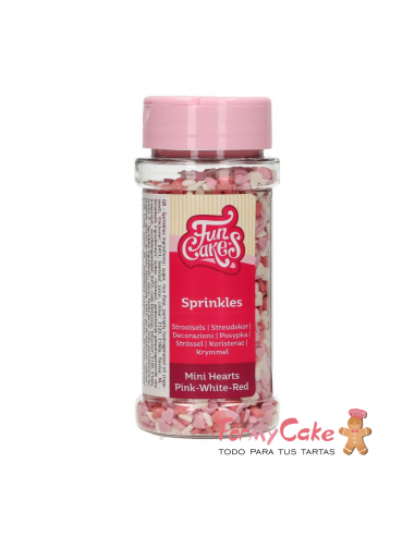 Mini Corazones Blancos, Rojos y Rosas 60gr Funcakes