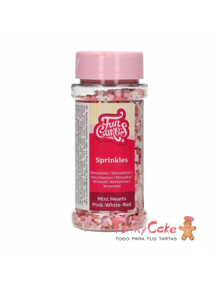 Mini Corazones Blancos, Rojos y Rosas 60gr Funcakes