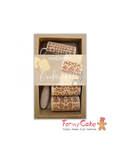 Mini Rodillos Madera Dibujo Navideño ScrapCooking