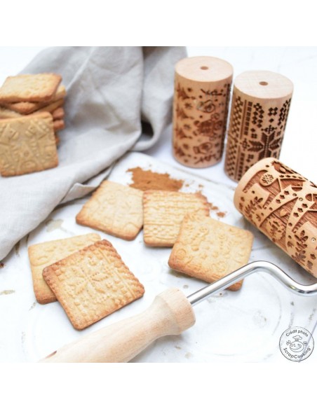 Mini Rodillos Madera Dibujo Navideño ScrapCooking