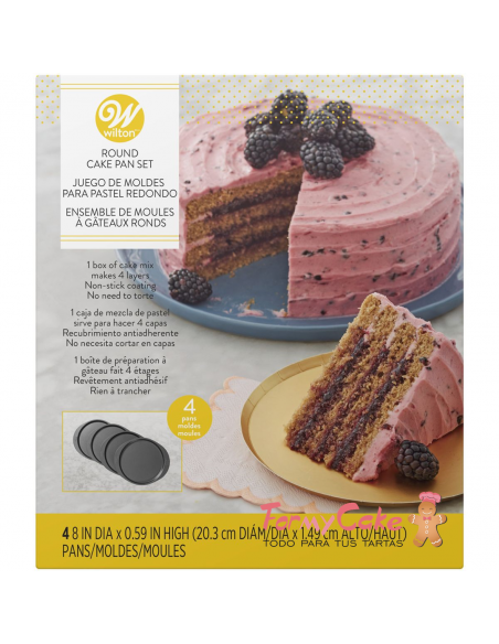 Set Moldes 4 Capas Para Layer Cakes 20 cm Wilton