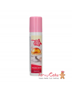 Colorante en Spray Metallic Bright Gold, 100ml Funcakes