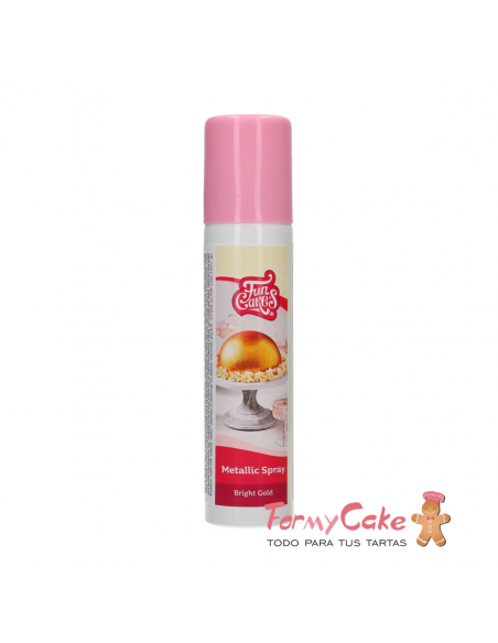 Colorante en Spray Metallic Bright Gold, 100ml Funcakes