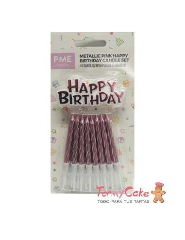 Set de Velas y Happy Birthday Rosas 17ud PME