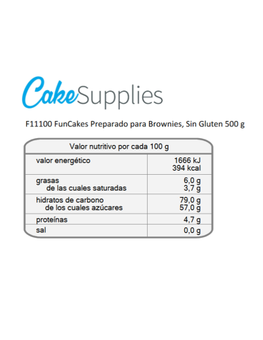 Mezcla Brownies 500g  Sin Gluten Funcakes