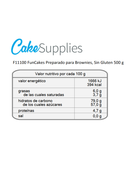 Mezcla Brownies 500g  Sin Gluten Funcakes