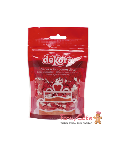 Corazones Blancos y Rojos De Azucar 100g Dekora
