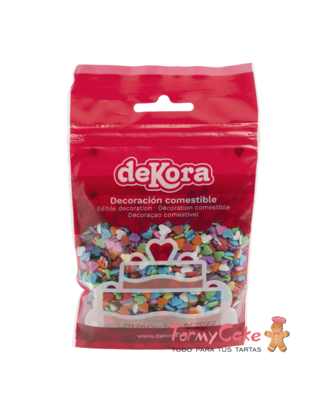 Corazones Colores De Azucar 100g Dekora