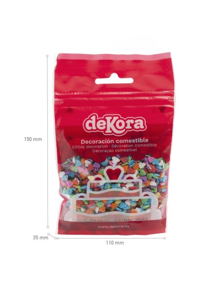 Corazones Colores De Azucar 100g Dekora