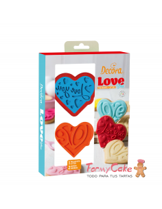  Juego de Marcador y Cortador de Galletas Love You Decora