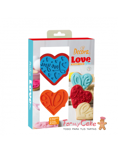  Juego de Marcador y Cortador de Galletas Love You Decora