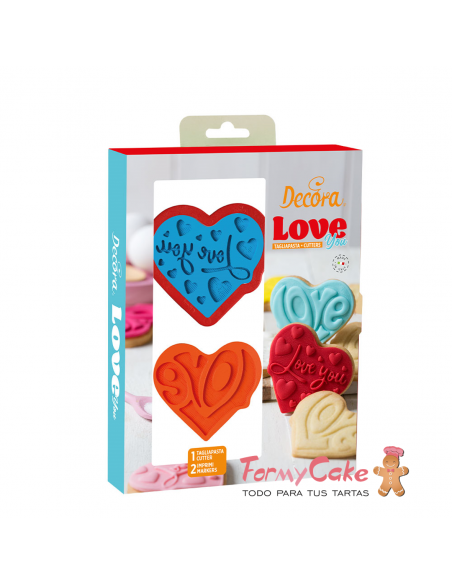  Juego de Marcador y Cortador de Galletas Love You Decora