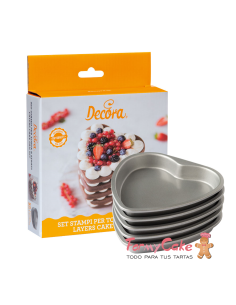 Set De 5 Moldes Corazón Para Tartas Por Capas Decora
