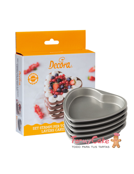 Set De 5 Moldes Corazón Para Tartas Por Capas Decora