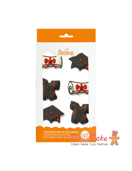 Figuritas de Azúcar Graduación 6ud Decora