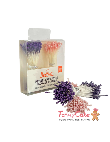 Pistilos Rosa y Púrpura Perlado 288ud Decora