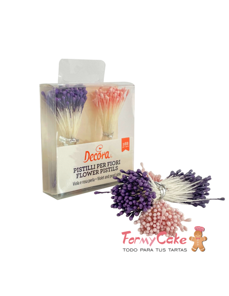 Pistilos Rosa y Púrpura Perlado 288ud Decora