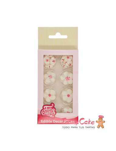 Set Decoraciones De Azúcar Flores Blancas Funcakes