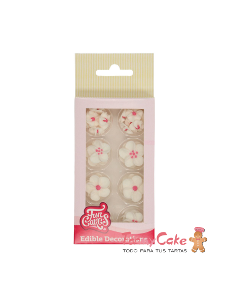 Set Decoraciones De Azúcar Flores Blancas Funcakes