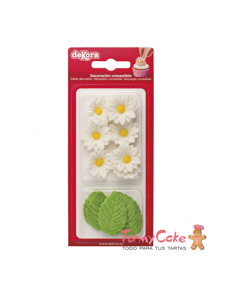 Flores Blancas Y Hojas De Azucar Dekora