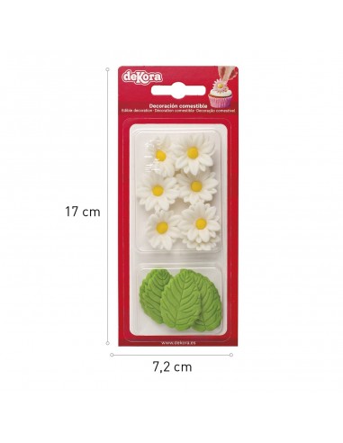 Flores Blancas Y Hojas De Azucar Dekora