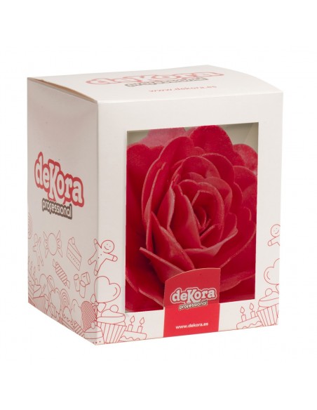 Rosa Gigante De Oblea Color Rojo Dekora