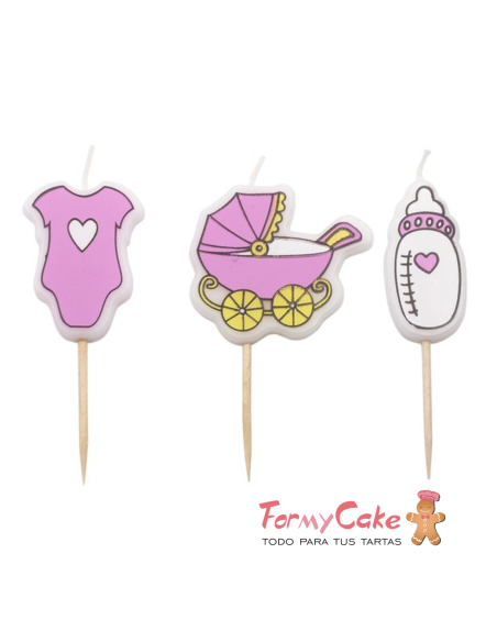 Velas Bebe Rosas Pastkolor