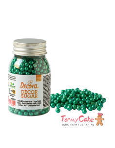 Perlas Azucar Verde Metalizado 100gr Decora