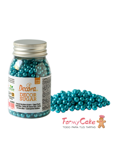 Perlas De Azucar Azul Metalizado 100gr Decora