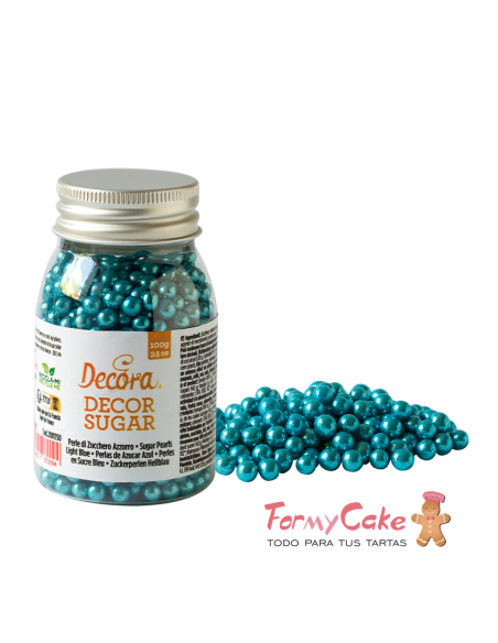 Perlas De Azucar Azul Metalizado 100gr Decora