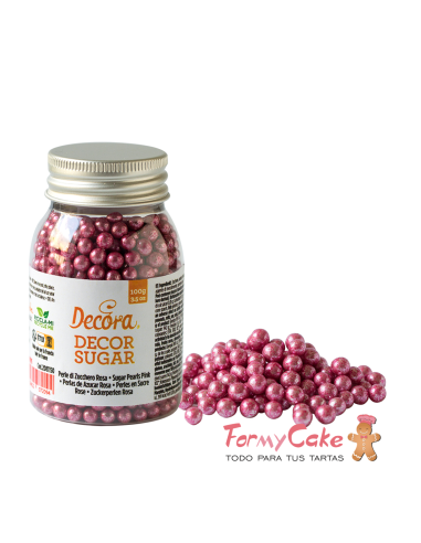 Perlas De Azucar Rosa Metalizado 100gr Decora